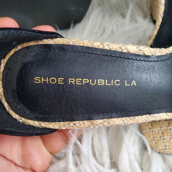 Shoe Republic LA Black Chunky Heel Open Toe Strappy Sandals Size 7.5 - Picture 10 of 10